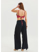 Black Bohemian Trousers with Elastic Waist and Tie Detail 4474